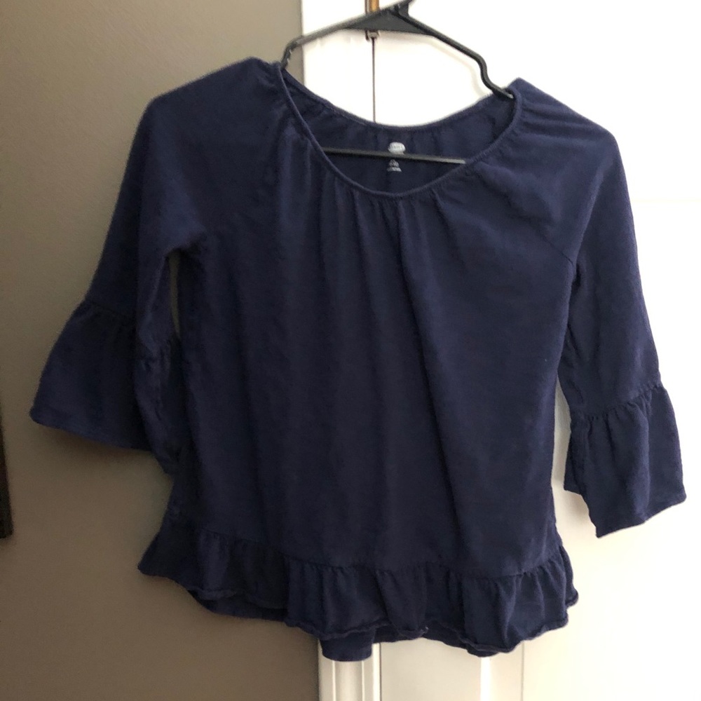 Navy ruffle top
